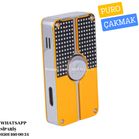 Cohiba Sarı 3 Torch Pürmüz Puro Çakmağı Siyah-Beyaz Detaylı