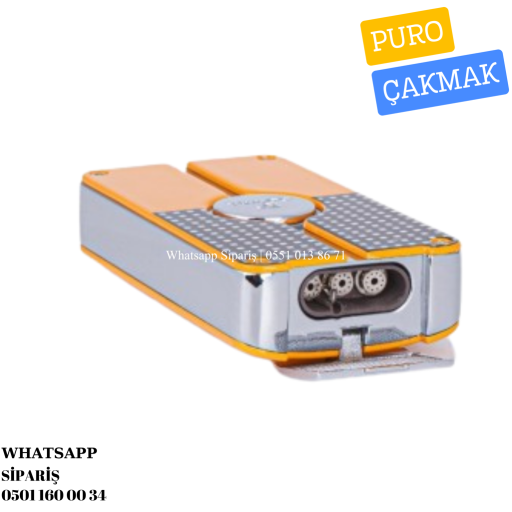 Cohiba Sarı 3 Torch Pürmüz Puro Çakmağı Siyah-Beyaz Detaylı