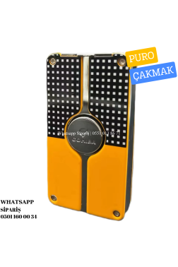 Cohiba Sarı 3 Torch Pürmüz Puro Çakmağı Siyah-Beyaz Detaylı