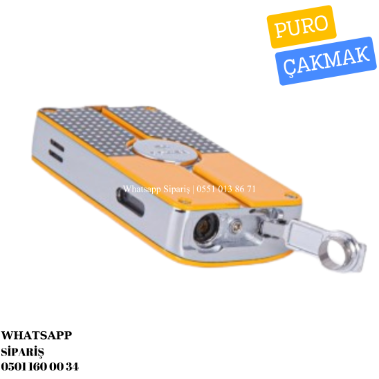 Cohiba Sarı 3 Torch Pürmüz Puro Çakmağı Siyah-Beyaz Detaylı