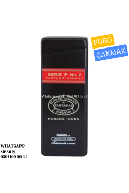 Partagas Tek Torch Pürmüz Serie P No:2 Özel Üretim Siyah Metal Puro Çakmağı