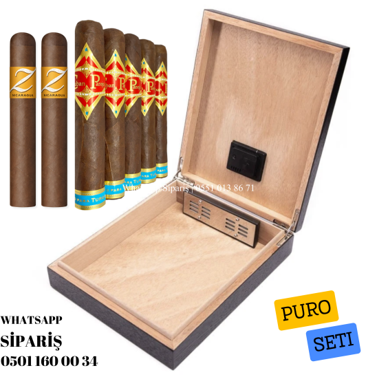 Pierre Cardin Siyah Ahşap Kaplama Humidor Puro  Seti
