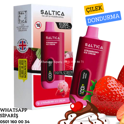 Saltica 10000 Ekranlı Puff Strawberry ice Cream