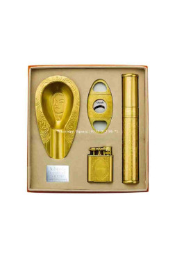 Lubinski Gold Metal Puro Seti Çakmak-Kesici-Küllük-P.Kılıfı