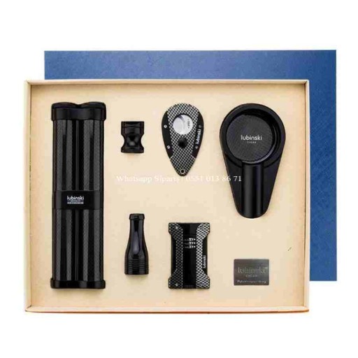 Lubinski Karbon Puro Seti Çakmak-Kesici-Küllük-Sehpa-Kılıf-Ağızlık