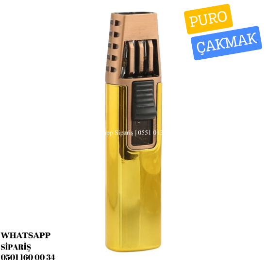Parmida Çift Torch Pürmüz Gold-Bronz Puro Çakmağı