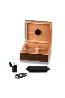 Cedar Alman Süper Eco Humidor Puro Seti Kahve 30's