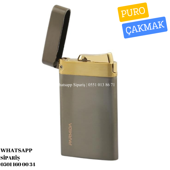 Parmida Tek Torch Pürmüz Gunmetal-Gold Metal Puro Çakmağı