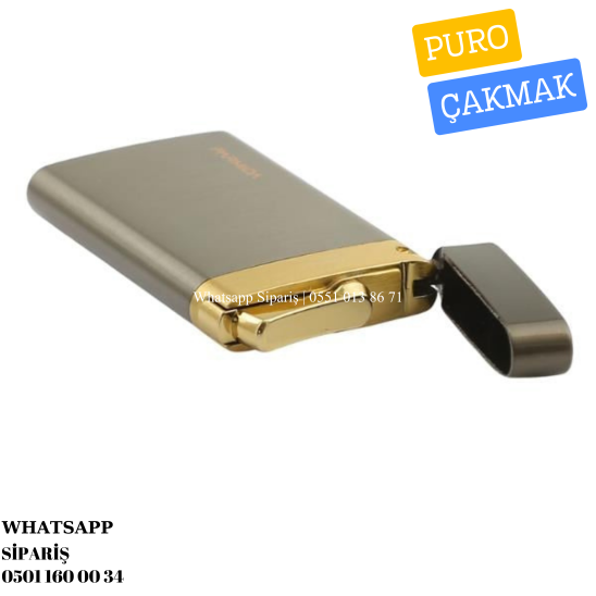 Parmida Tek Torch Pürmüz Gunmetal-Gold Metal Puro Çakmağı
