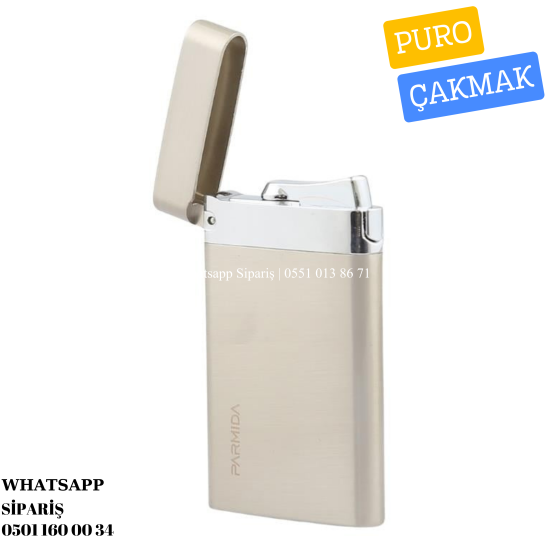 Parmida Tek Torch Pürmüz Gümüş Metal Puro Çakmağı