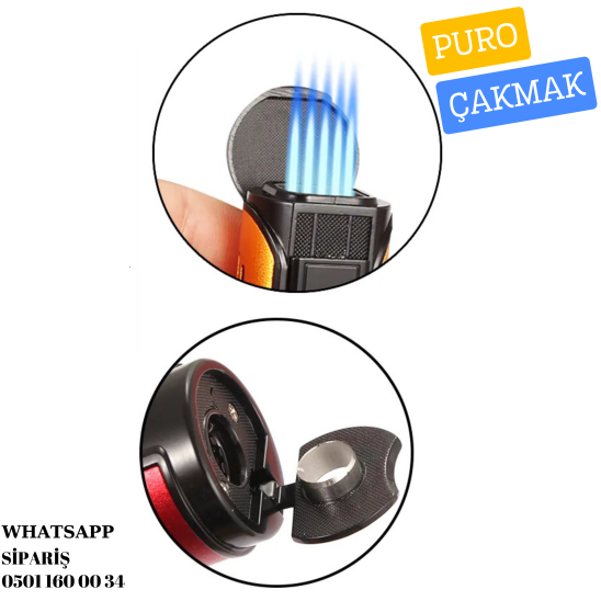 Lubinski 3lü Torch Gunmetal Metal Puro Çakmağı
