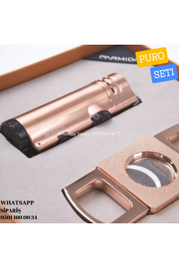 Parmida 3 Torch Çakmak Kesici İkili Gold Puro Seti