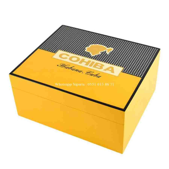 Cohiba Sarı Humidor Puro Kutusu ve Aksesuar Seti