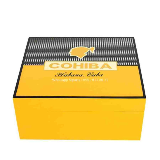 Cohiba Sarı Humidor Puro Kutusu ve Aksesuar Seti