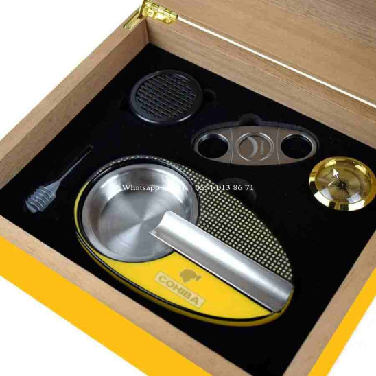 Cohiba Sarı Humidor Puro Kutusu ve Aksesuar Seti