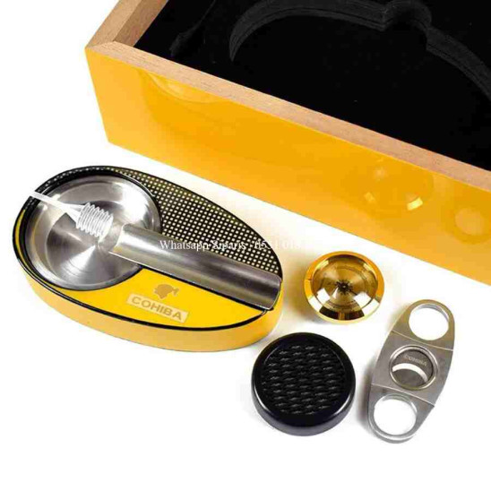 Cohiba Sarı Humidor Puro Kutusu ve Aksesuar Seti