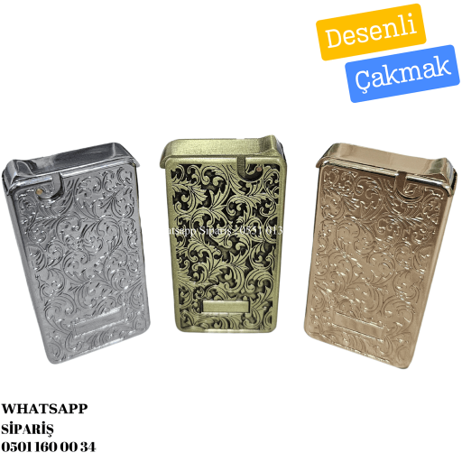 Desenli İşlemeli Çift Taraftan Basmalı Gazlı Çakmak