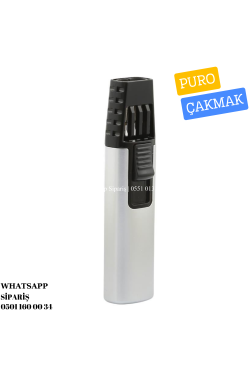 Parmida Çift Torch Pürmüz Gümüş-Siyah Puro Çakmağı