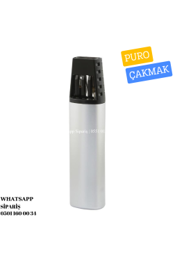 Parmida Çift Torch Pürmüz Gümüş-Siyah Puro Çakmağı