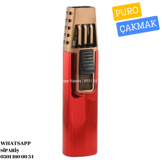 Parmida Çift Torch Pürmüz Kırmızı-Bronz Puro Çakmağı