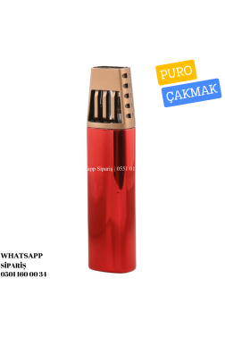 Parmida Çift Torch Pürmüz Kırmızı-Bronz Puro Çakmağı