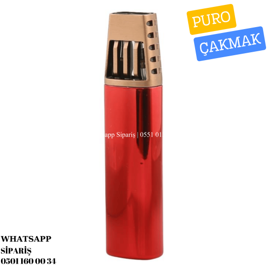 Parmida Çift Torch Pürmüz Kırmızı-Bronz Puro Çakmağı