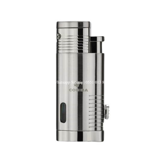 Cohiba Metal Silver Puro Seti  3 Torch Çakmak + 58 Ring Kesici