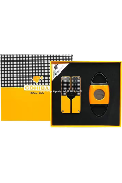 Cohiba Metal Sarı/Siyah Puro Seti  3 Torch Çakmak, 60 Ring Puro Kesici