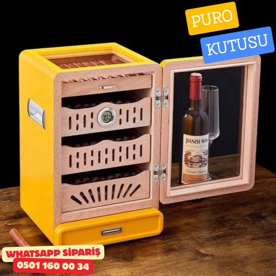 Cohiba Premium Ahşap & Cam Puro Nemlendirici Kutusu – Yüksek Kalite Humidor