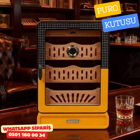 Cohiba Premium Ahşap & Cam Puro Nemlendirici Kutusu – Yüksek Kalite Humidor