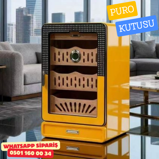 Cohiba Premium Ahşap & Cam Puro Nemlendirici Kutusu – Yüksek Kalite Humidor
