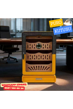 Cohiba Premium Ahşap & Cam Puro Nemlendirici Kutusu – Yüksek Kalite Humidor