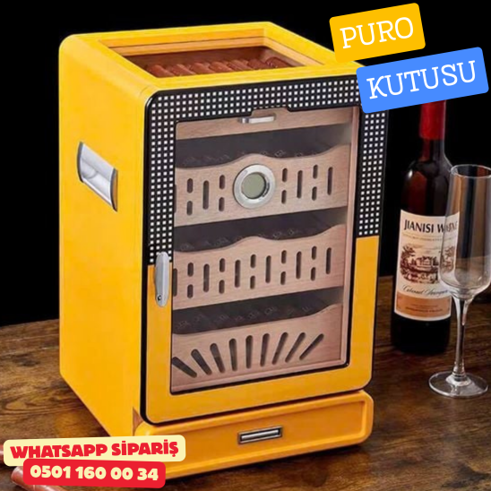 Cohiba Premium Ahşap & Cam Puro Nemlendirici Kutusu – Yüksek Kalite Humidor
