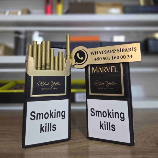Marvel Black Yellow Süper Slims Sigara x10 Paket