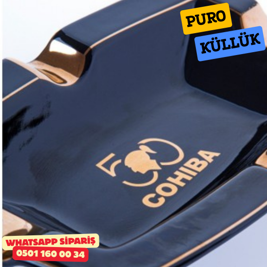 Cohiba 50. Yıl Siyah-Gold Porselen Dörtlü Puro Küllüğü