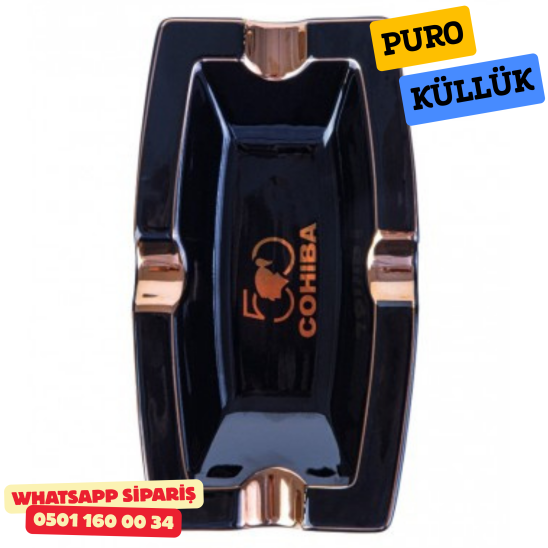 Cohiba 50. Yıl Siyah-Gold Porselen Dörtlü Puro Küllüğü