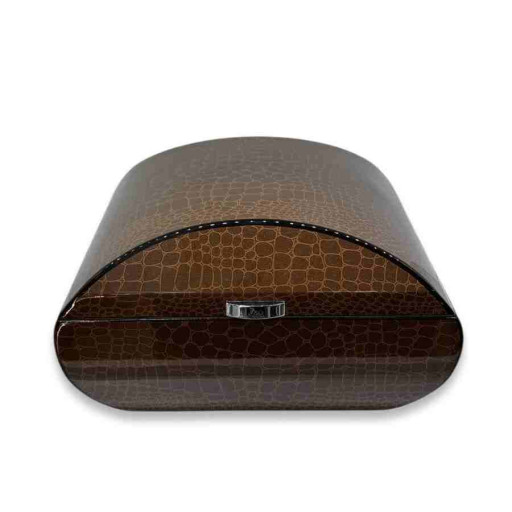 Lubinski İtaly Oval Humidor Puro Kutusu Croco Kahve 60's