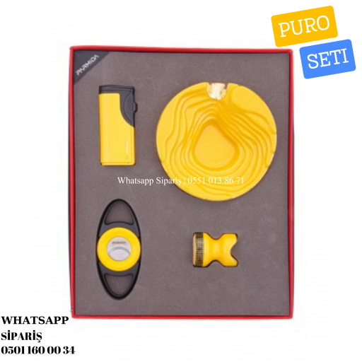 Parmida Çakmak Küllük Kesici Sehpa Dörtlü Puro Seti