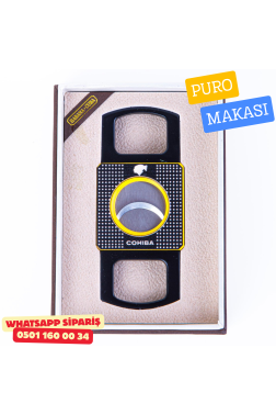 Cohiba Özel Üretim Sarı Siyah Metal Puro Makası Kesici