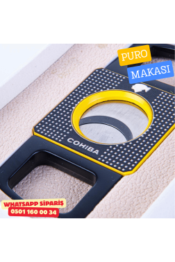 Cohiba Özel Üretim Sarı Siyah Metal Puro Makası Kesici