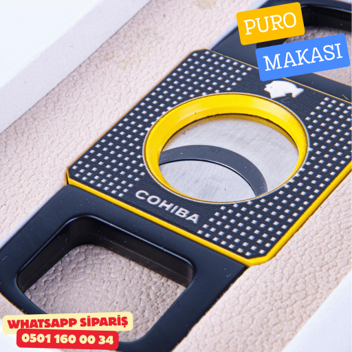 Cohiba Özel Üretim Sarı Siyah Metal Puro Makası Kesici