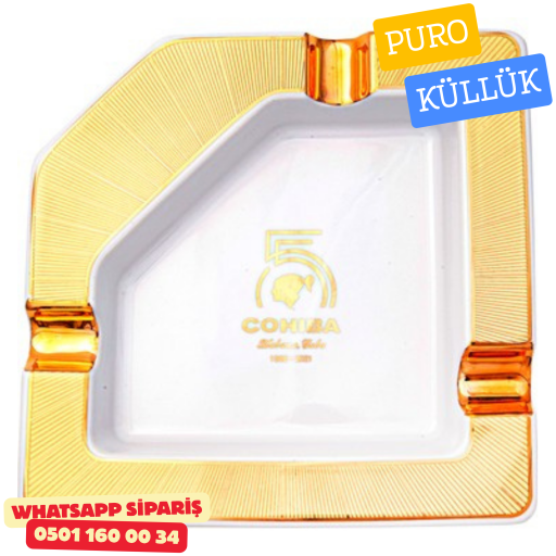 Cohiba 55. Yıl Gold-Beyaz Üçlü Porselen Puro Küllüğü