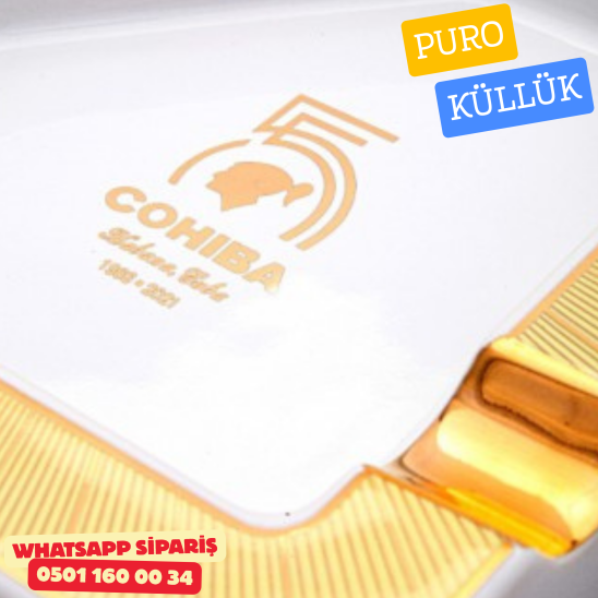 Cohiba 55. Yıl Gold-Beyaz Üçlü Porselen Puro Küllüğü
