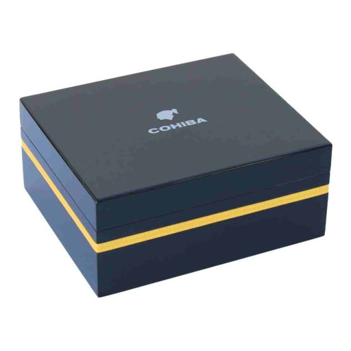 Cohiba Siyah-Sarı Şeritli Humidor Puro Kutusu