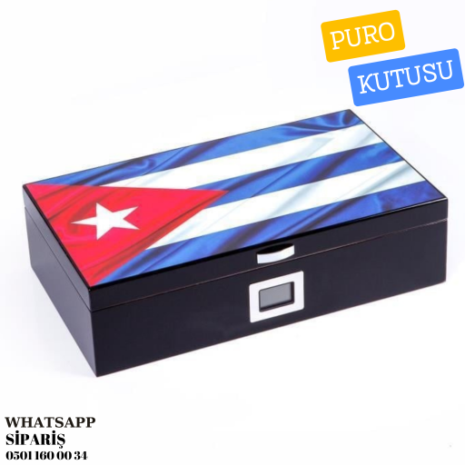 Cuban Flag Sedir Humidor Puro Kutusu