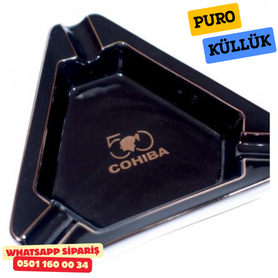 Cohiba 50. Yıl Siyah Porselen Üçlü Puro Küllüğü