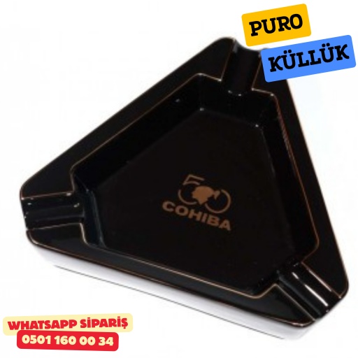 Cohiba 50. Yıl Siyah Porselen Üçlü Puro Küllüğü
