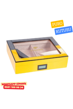 Cohiba Sarı Nokta Desenli Humidor Puro Kutusu