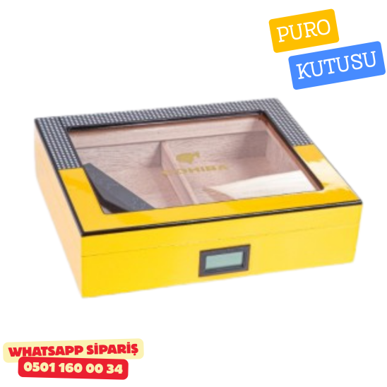 Cohiba Sarı Nokta Desenli Humidor Puro Kutusu