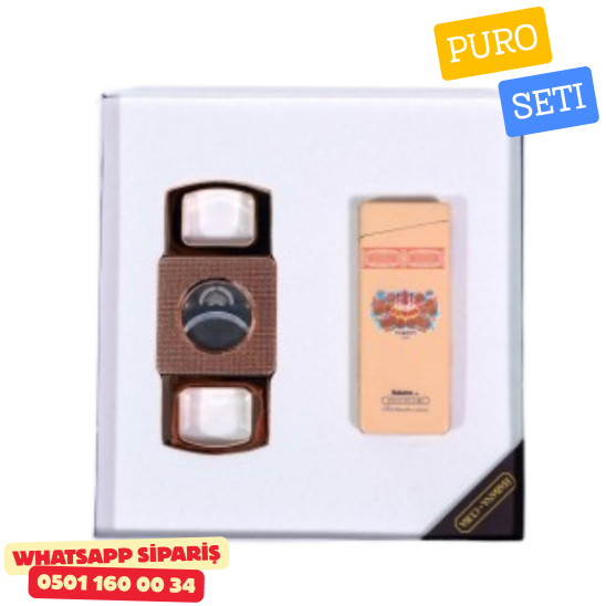 H.Upmann Puro Seti – Altın Ton Premium Çakmak & Puro Kesici